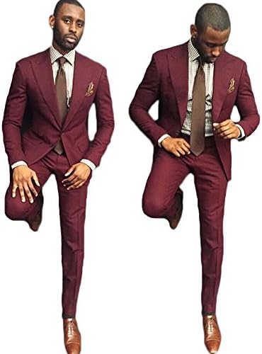 AK Beauty Men's 2 Piece Wedding Groom Suit Formal Business Suit (Jacket+Pants)
