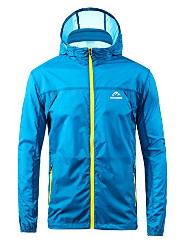 Men's Cycling Jersey Bicycle Ultra Light Windbreaker Windproof Lightweight Jacket Hiking (X-L, Sky Blue)