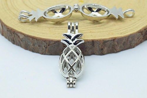 Silver Tone Alloy Wish Box Pendants - Pineapple - 11mmx28mm - 3 PCS (JP160)