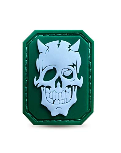 Morton HomeDevil Skull PVC Morale Patch/Luminous Skull Patches (Green)