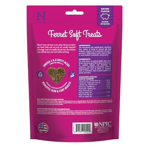 N-BONE 1 POUCH FERRET SOFT TREATS BACON FLAVOR, 3 OZ