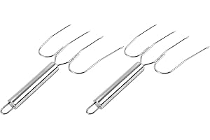 Lurrose 2Pcs Stainless Steel Roaster Poultry Forks Large BBQ Turkey Lifting Forks Wire Handle for Outdoor