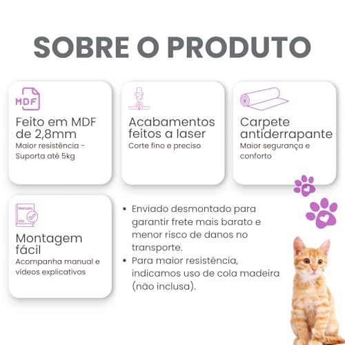 BOXFAN Playground para gatos 14 peças, inclui pontes, nichos, degraus e prateleiras em mdf com carpete antiderrapante, brinquedo e móvel suspenso para gatos