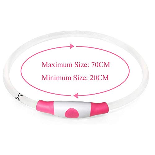Ezier Safety Led Dog Collar-USB Rechargeable Light Up Dog Collars Glowing Dog Collar Light (Pink)