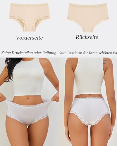 ALL OF ME Pack of 6 Women's Cotton Stilo Brazilian Lace Medium Waist Breathable Underwear Women Comfortable Multiple Pack S-XXL