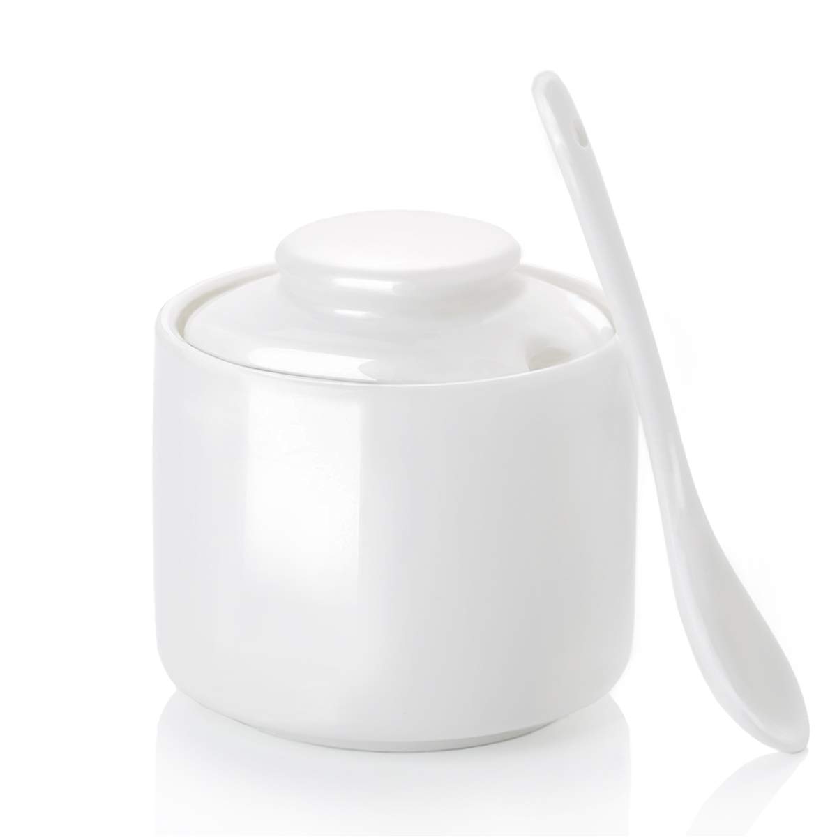Photo 1 of ONTUBE Ceramic Sugar Bowl with Lid and Spoon,Porcelain Seasoning Box Salt Bowl,8oz White