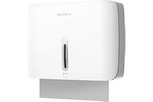 Bertreno Commercial Paper Towel Dispenser Wall Mount Paper Hand Towel Dispenser Large Capacity 200 Multifold/Trifold/C Fold Paper Towel Dispenser Bathroom Adhesive Tissue Dispenser (White)