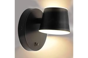 Homdec 12V LED Bedside Reading Light with Switch, 350 Rotatable 12Volts Vanity Wall Sconce, Black Finished, RV Interior Lights for Camper Trailer, Boat