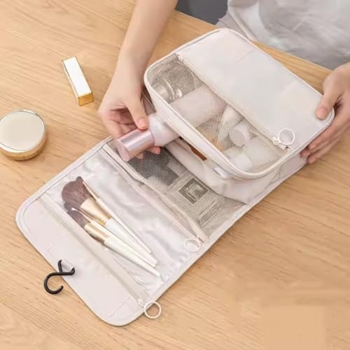 Bolsa Necessaire Maquiagem Cosméticos Feminina Viagem Com Divisória e Cabide para Pendurar Organizador de Maquiagem Muito Espaço para Maquiagem Shampoo Perfumes Higiene Pessoal (Preto)