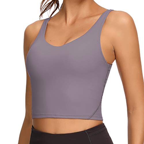 REKITA Workout Crop Tops for Women Athletic Tank Tops with Built in Bra