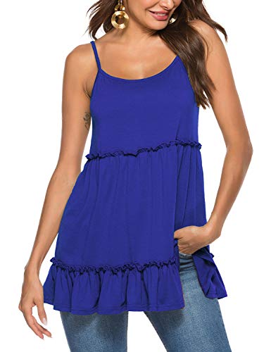 Sweetnight Womens Summer Clothes Peplum Backless Tank Tops with Ruffle Hem Camisole Royal Blue