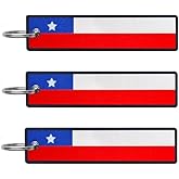 JAVD Chile Flag Keychain Tag with Key Ring - Keys, Cars, Motorcycles, Backpacks, Luggage and Gifts - EDC (3 Pack)