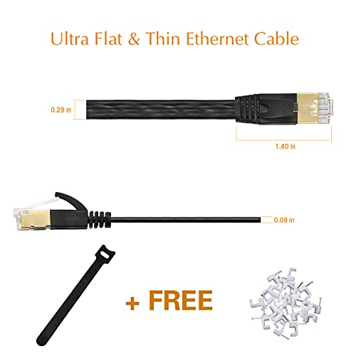 Cat 7 Cable 100 ft High Speed, Shielded Flat Cable