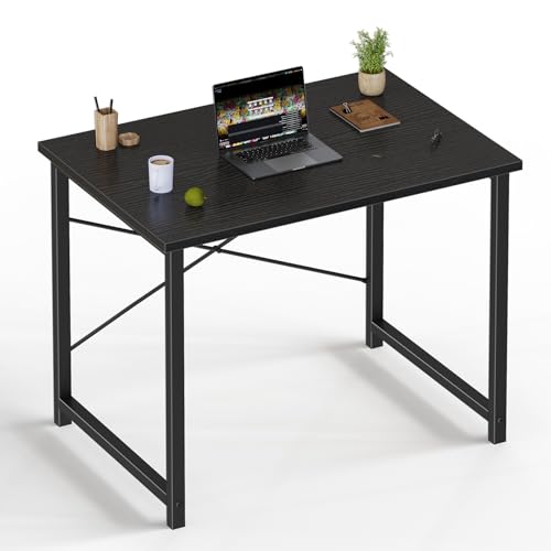 Sweetcrispy 32 Inch Computer Office Desk for Small Spaces, Writing Gaming Work Desk Modern Study Table with X-Shaped Reinforcement for Home Bedroom, Black