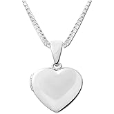 Precious Pieces Girl's Classic 925 Sterling Silver Classic Heart Locket Necklace