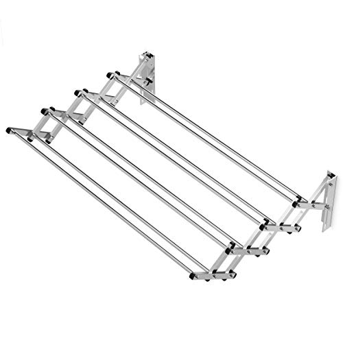 Tangkula Wall Mounted Laundry Drying Rack, Stainless Steel 8 Rods