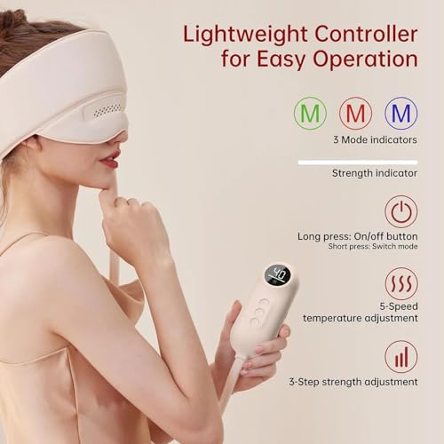 Beauenty Electric Airbag Head Massager, Air Compression Headband Scalp Massager Helmet with 3 Modes 5 Heating, Adjustable Size, For Stress Relief and Headaches