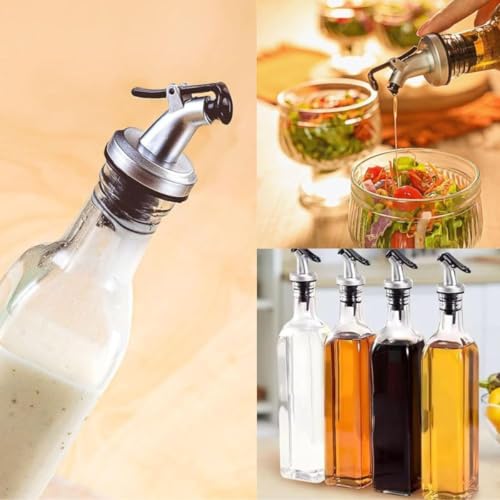 Kit 2 Porta Azeite e Vinagre de Vidro 500ml Premium Galheteiro com Tampa Dosadora Dispenser para Óleo Molhos e Temperos Garrafa Transparente Multiuso Econômica e Saudável para Cozinha 500ml Premium