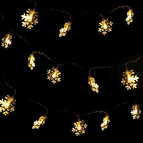 DomeStar Christmas Snowflake String Lights, 10ft 20LED String Lights Snowflake Lights Snowflakes Fairy Lights Christmas Decorations