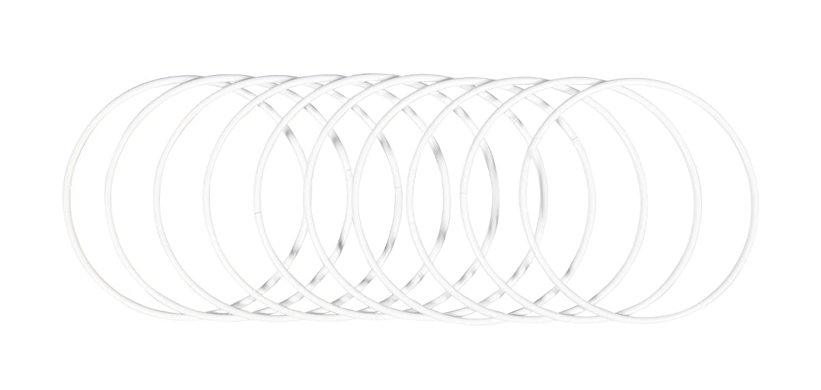 Rayher Set of 10 Coated Metal Rings for Wedding Crafts, Ten Hoops with a Diameter of 15cm for Dream Catcher and Macrame, white, 25217102