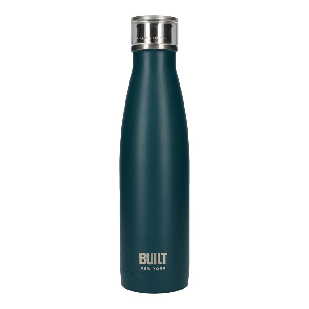 Built Perfect Seal Double-Walled Insulated Stainless Steel Water Bottle, 480 ml, Teal