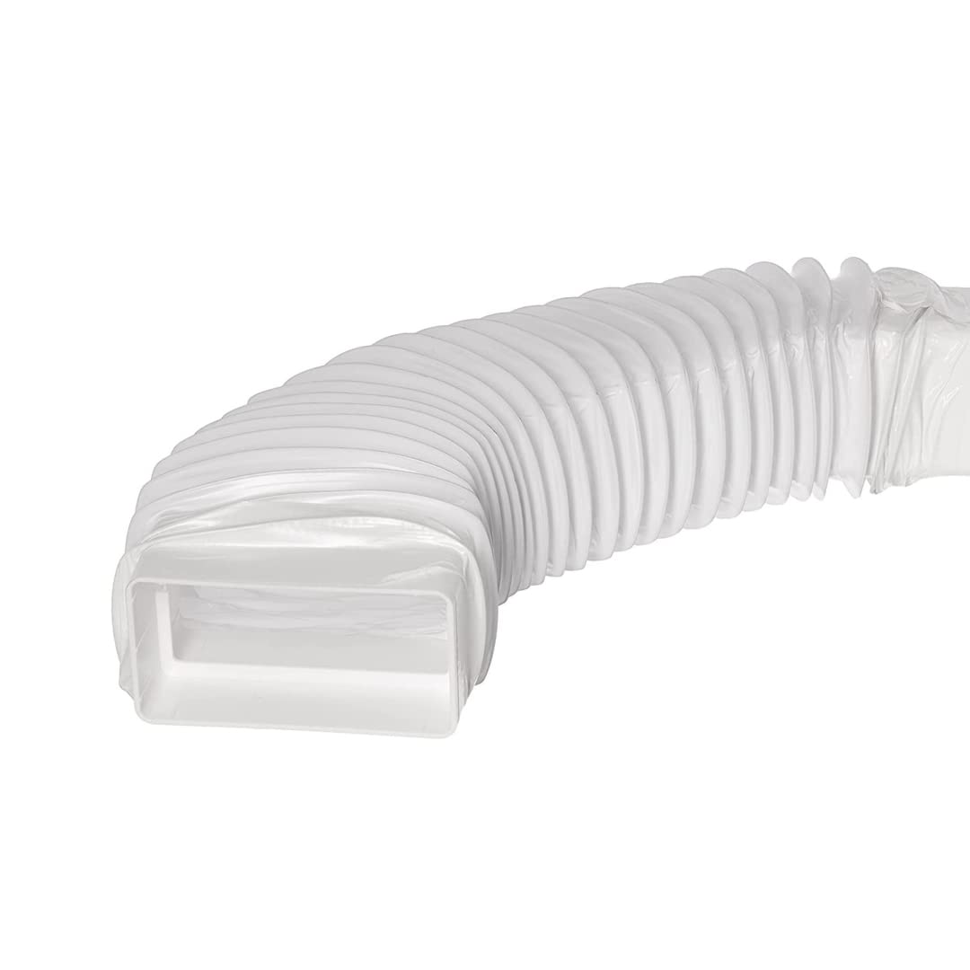 Steinberg14 White 220x55mm Rectangular Flexible Ducting - PVC Hose with Connector - Flat Duct/Bend