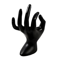 Luxuriant July Hand Shape Ring Display Holder Stand Jewelry Organizer Storage for Bracelets Watch Necklaces (Black(Resin))