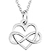 Zealmer 14K White Gold Plated Infinity Heart Pendant Necklace for Women