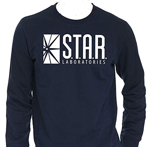 Star Laboratories Star Labs Long Sleeve Shirt Crew Neck S.T.A.R Labs - Premium Quality (Small, Navy)