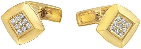 0.48CTW Gents Round Cut Diamond Pave Set Diamond Cuff Links in 18K Yellow Gold