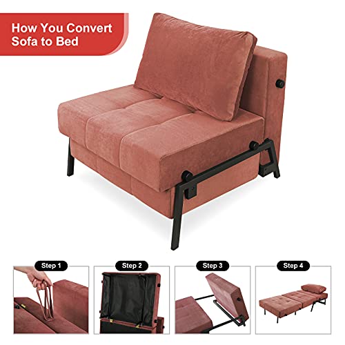 Vonanda Sofa Bed, 2in1 Sleeper Chair Bed, Velvet Convertible Chair