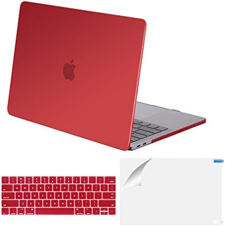 MacBook Pro 13 Case 2017 &amp; 2016 Release A1706/A1708, Okitry Plastic Hard Case Shell Cover with Keyboard Cover &amp;Screen Protector for MacBook Pro 13 Inch with/without Touch Bar &amp; Touch ID, Wine Red