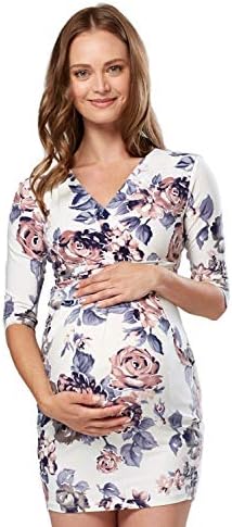 Zeta Ville - Women's Maternity Wrap Nursing V-Neck Dress Pockets UK 8-20 - 236c