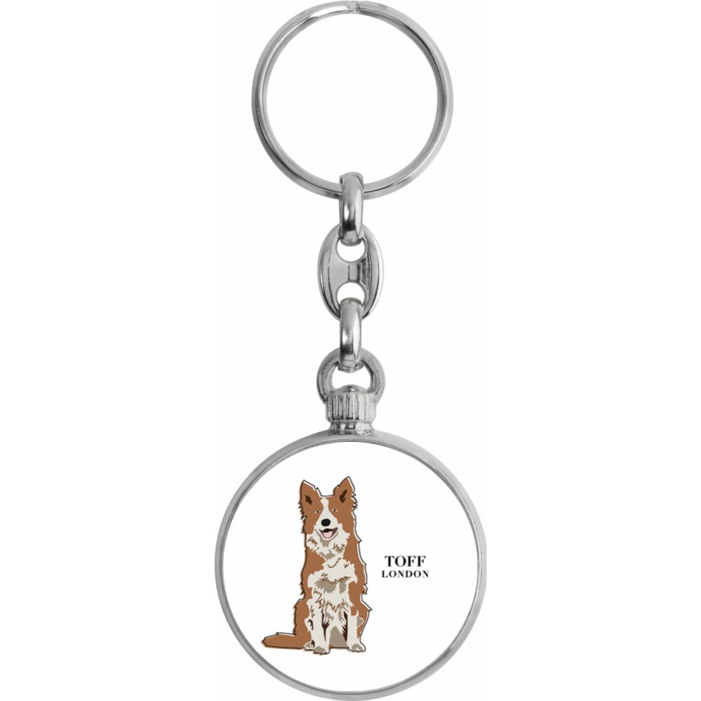 Toff London Brown And White Border Collie Dog Keyring