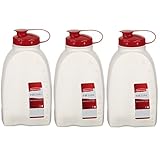 Rubbermaid 712395881385 Servin Saver White Bottle, Plastic, 2 Qt./1.9 Lt (Pack of 3), 3 Pack, Clear