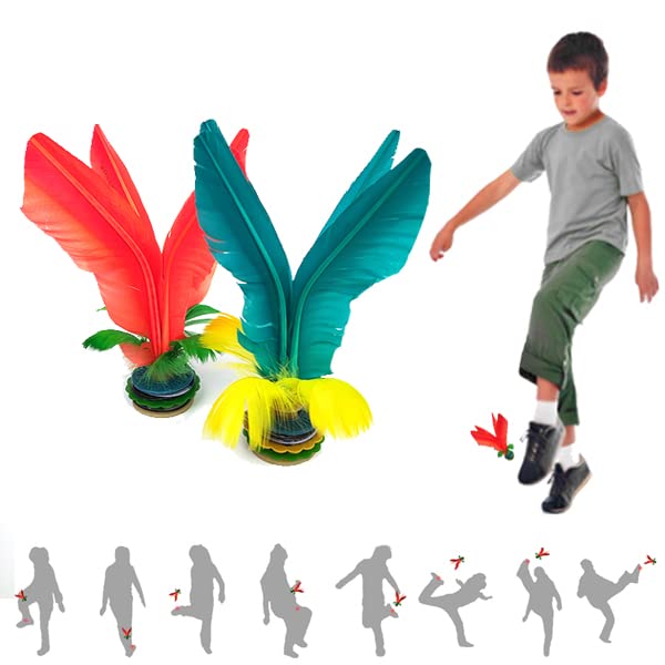 Jastown Kick Shuttlecock,Chinese Jianzi,foot Shuttlecock,Feather Football assembled,Colorful Feather Kicking Shuttlecock for Foot Exercise Sports Game，kick feather ball outdoor or indoor,2 pc (BO)