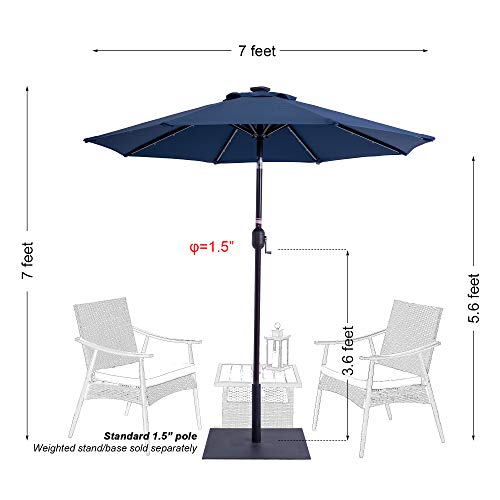 Sundale Outdoor 7 ft Solar Powered 24 LED Lighted Patio Umbrella Table Market Umbrella with