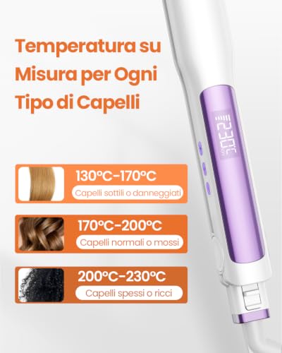 Faszin Professional Titanium Hair Straightener 30 mm 2 in 1 | Fast heating 20s, ionic anti-frizz technology, NTC sensor, dual voltage, ideal for thick hair or on the go