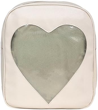 YingTech Teens Girls Candy PU Leather Backpack Bag Plastic Heart Beach School Bag (White)
