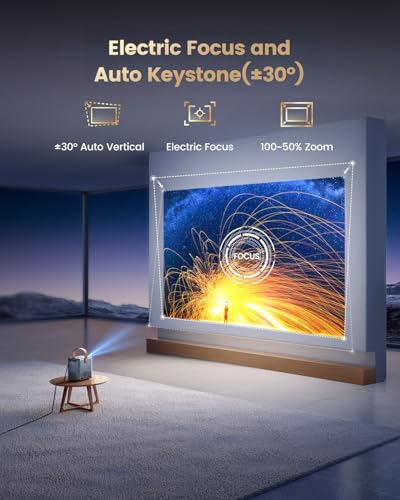 4K Mini Projector Netflix Ready,30000 Lumen Smart Portable Home Cinema WiMiUS P61 PRO Projector with 3D Dolby Audio Short Throw, TOF 1s Focus WiFi6 Bluetooth 5.4 HDR10 for Bedroom Outdoor Movies,Gifts