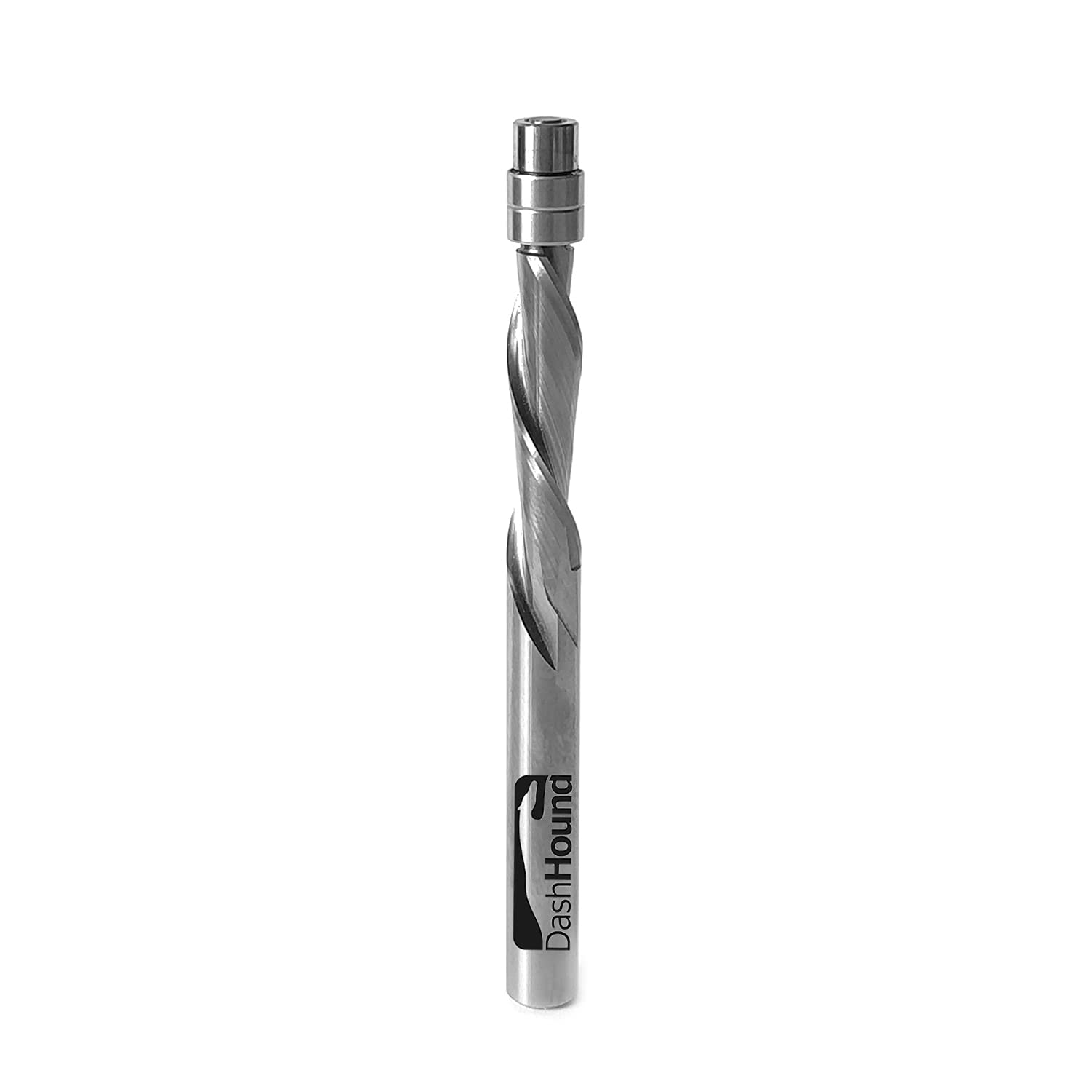 DashHound Spiral Flush Trim Bit Solid Carbide Down Cut CNC Router Bit with 1/4 inch Shank, 1/4" X 1-3/8" X 1/4" X 3"
