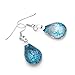 Chuvora 925 Sterling Silver Hand Blown Glass Blue Silver Water Drop Teardrop Shape Dangle Earrings