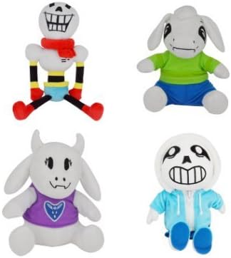 Undertale Set of 4 Cute SANS PAPYRUS TORIEL and ASRIEL Plush Stuffed Doll Toy 8”-16”