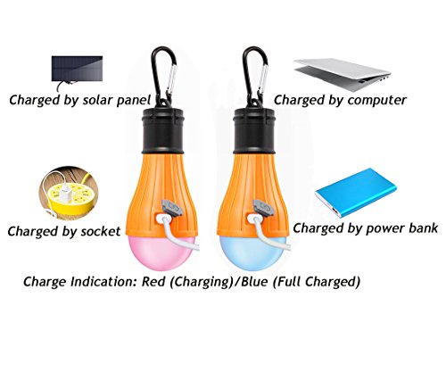 image for Viewpick 2 Pack Solar Powered LED Bulb Light Solar LED Lantern Tent Li