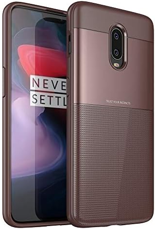 Shockproof Rugged Armor for OnePlus 6T Case with TPU Bumper - Coffee