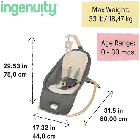 Transat Évolutif et Siège Sauteur Bébé Every Season, Arc d’Activité en Bois Amovible avec 2 Jouets, Musique et Vibration, Pliable, jusqu’à 18 kg, Gris