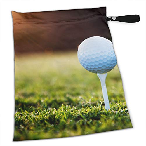 Golf Balls On The Grass in The Morning Tote Travel Accessories Size Happens Reusable Laundry Beach Toddler Dry Bag for Workout Swim Wet Kid Baby Gym Clothes Cloth Diaper Wetbag