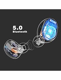 Auriculares inalámbricos Linpa World T2 con Bluetooth 5.0 mejorado con tiempo de reproducción de 24H, auriculares inalámbricos HiFi 3D con sonido estéreo, micrófono integrado con Bluetooth incluido estuche de carga portátil