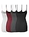 Made by Emma Basic Solid Long Length Adjustable Spaghetti Strap Tank Top Black/White/Charcoal/DARKBURGUNDY L