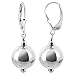 12mm Shiny Ball 925 Sterling Silver Leverback Drop Earrings for Women